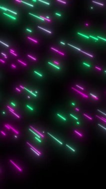 Arka plan neon çizgileri soldan sağa hareket ediyor. Soyut renkli yağmur