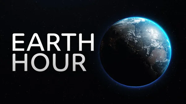 Earth hour ecological movement against climate change symbol. World globe 3d