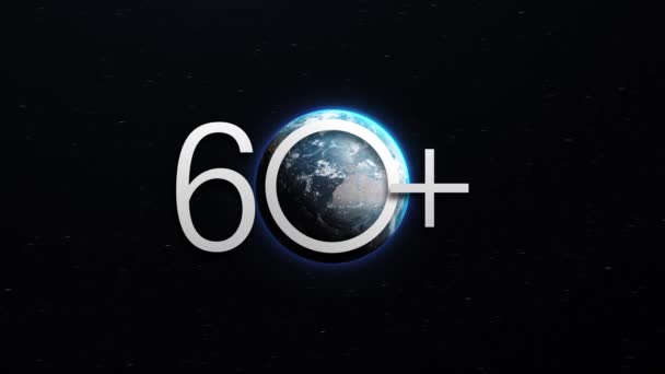 Σύμβολο έννοιας οικολογικής κίνησης γήινης ώρας. Παγκόσμια υδρόγειο με αριθμό 60 — Αρχείο Βίντεο