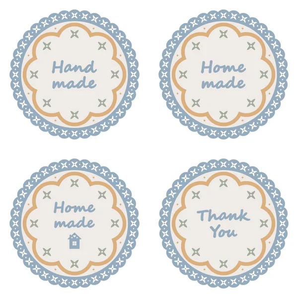 Set of decorative badges for hand made products. Design template for print — Stock Vector