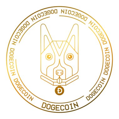 Şirin bir dogecoin karakteri. Vektör çizgisi çizimi. Beyazda izole edilmiş