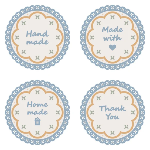 Set of decorative badges for hand made products. Design template for print — Stock Vector