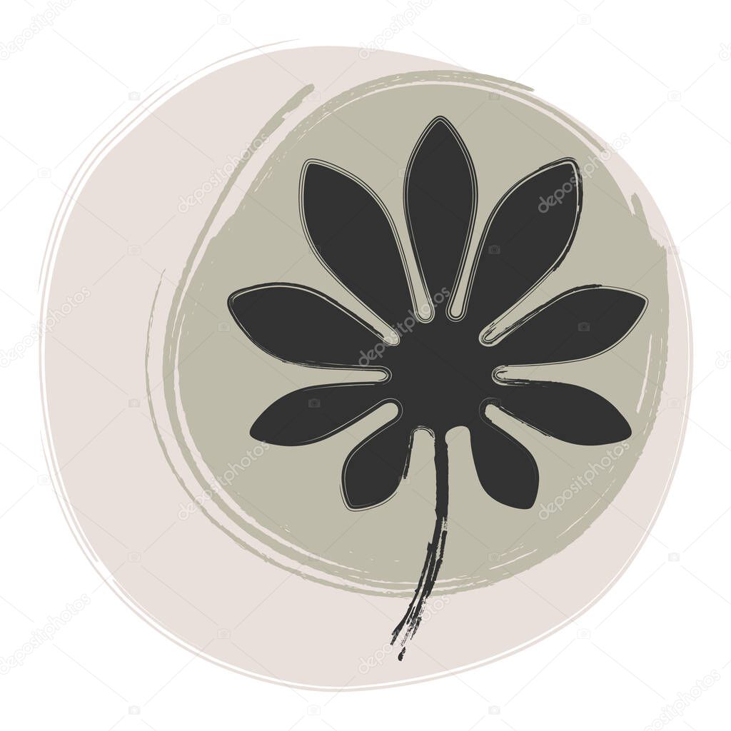 Trendy floral illustration with fatsia japonica leaf. Abstract floral vector template