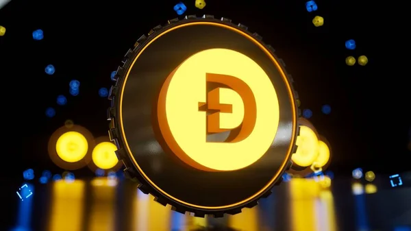 Dogecoin cryptocurrency symbol Фінансова та ділова тема — стокове фото