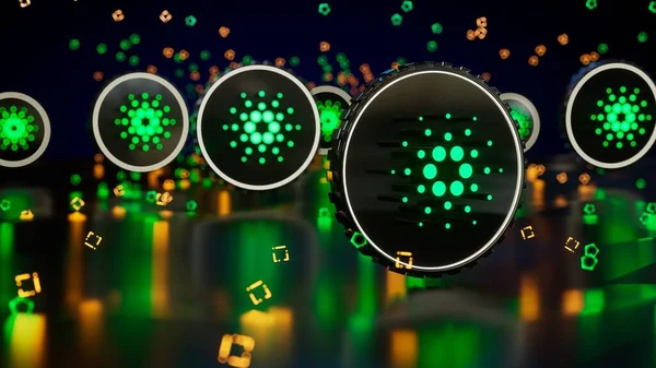 Cardano sembolü 3D illüstrasyon. Mali engelleme teknolojisi temasıName