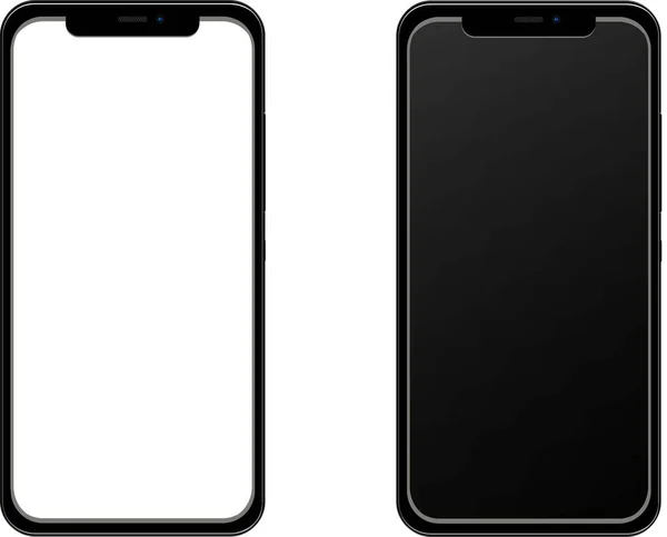 Boş ekranlı telefon gerçekçi. Siyah ve beyaz. Vektör illüstrasyonu