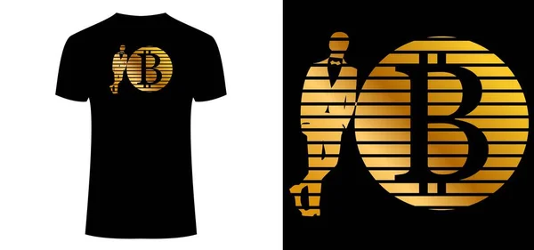 Bitcoin. Kripto para birimi. Tişörtte simge, logo