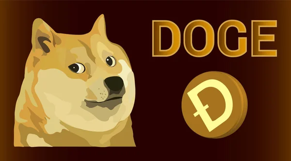 Dogecoin, köpek ve sikke vektör grafikleri