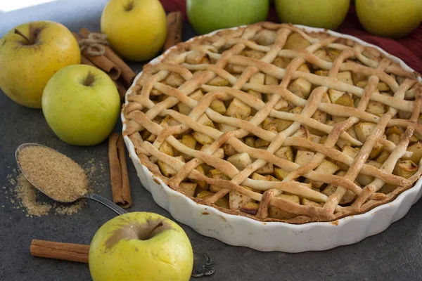 Apple Pie Prepared Sugar Added Healthy Eating Concept Classic Autumn — Stock Photo, Image