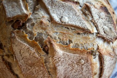 Yuvarlak esnaf ekmeği. Yakın plan fotoğraf.. 