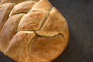 Ev yapımı ekmek dokusu kapanıyor. Tatlı çörek manzaralı fotoğraf.. 