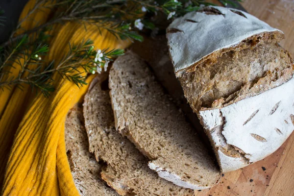 Pane Pasta Madre Rotondo Primo Piano Bella Foto Pane Artigianale — Foto Stock