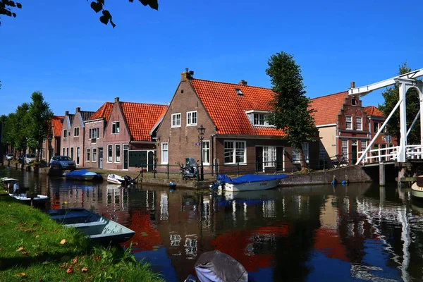 Belle Ville Hollandaise Sur Eau Architecture Hollandaise Classique Vue Ensoleillée — Photo