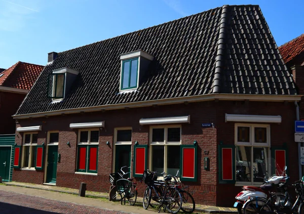 Authentieke Nederlandse Architectuur Traditionele Gebouwen Van Nederland Leuke Stad Straat — Stockfoto