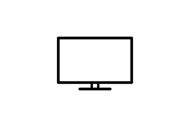 Televizyon ikonu. Vektör doğrusal işareti, sembol, mobil konsept ve web tasarımı için televizyon logosu. Ev aletleri, aletler ve elektronik eşya mağazasının web sitesi için simge.