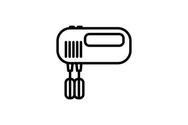Karıştırıcı simgesi. Vektör doğrusal işareti, sembol, seyyar konsept ve web tasarımı için mutfak el karıştırıcı logosu. Ev aletleri, aletler ve elektronik eşya mağazasının web sitesi için simge.