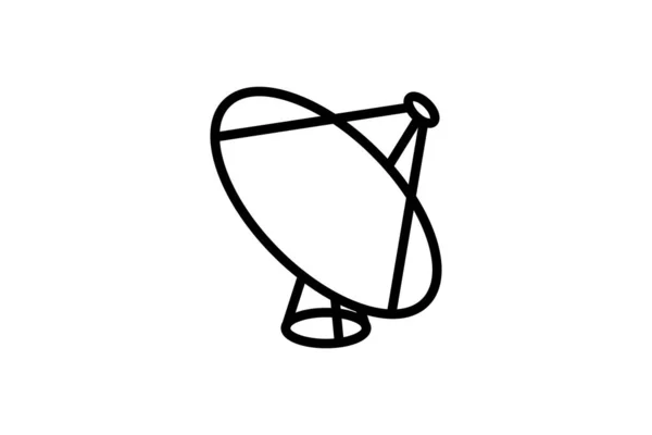 Ikona satelitu. Vektorová lineární značka, symbol, logo satelitní antény pro pojetí mobilních telefonů a web design. Ikona pro webové stránky skladu domácích spotřebičů, pomůcek a elektroniky. — Stockový vektor