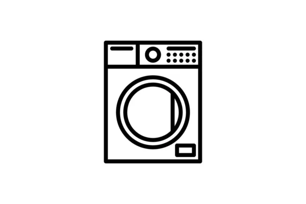 세탁기 아이콘이야. 벡터 선형 부호, 상징, 모바일 컨셉 과 웹 디자인을 위한 세탁 매니아의 로고. 가전제품, 가전제품, 전자 제품의 가게 웹 사이트의 아이콘. — 스톡 벡터
