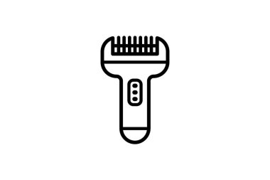 Epilatör simgesi. Vektör doğrusal işareti, sembol, taşınabilir konsept ve web tasarımı için epilatör logosu. Ev aletleri, aletler ve elektronik eşya mağazasının web sitesi için simge.