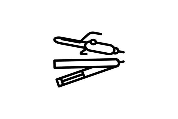 Krultang, strijkijzer, styler icoon. Vector lineair teken, symbool, logo voor mobiel concept en webdesign. Ikoon voor de website van de winkel van huishoudelijke apparaten, gadgets en elektronica. — Stockvector