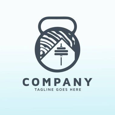 Ahşap binalar fitness logo vektör tasarım şablonu
