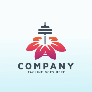 çiçek tasarımı fitness simgesi vektör logo tasarımı