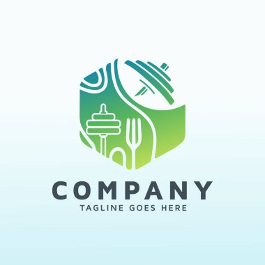 Fitness ikonlu Thru Restoran logosu tasarımı