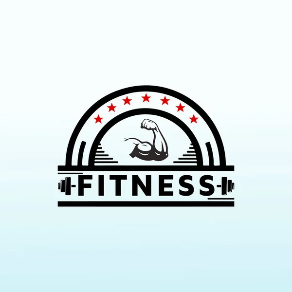 スポーツ用品ベクトルイラストフィットネスジムのロゴと現代のヴィンテージスタイルの健康的な生活 — ストックベクタ