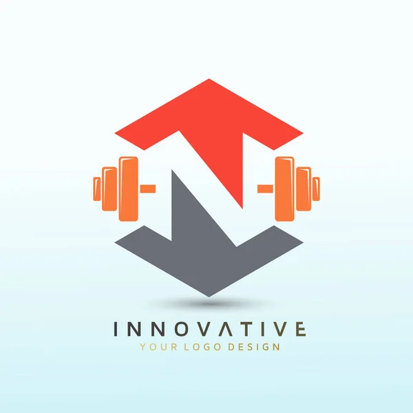 Letter Crossfit Logo Fitness Logo Dumbbell Icon Gym Fitness Logo — Stock Vector