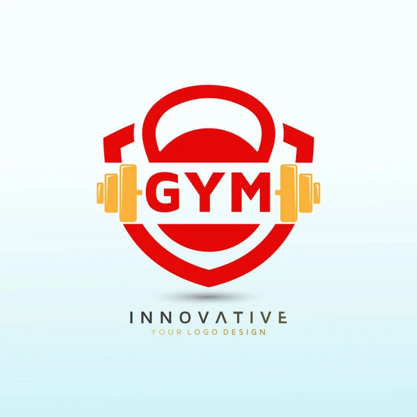 Ginásio Fitness Logo Design Ícone Haltere Fitness Logo Stock Vector — Vetor de Stock