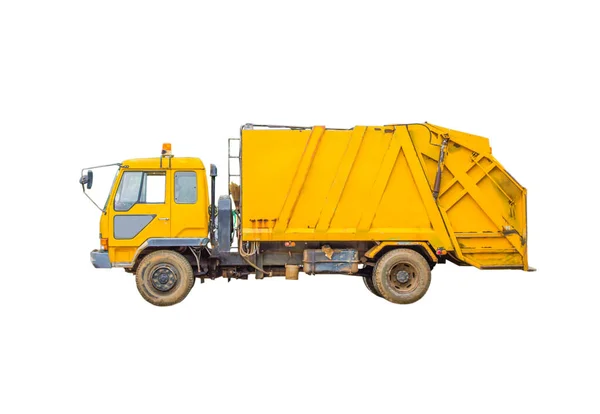 Alter Müllwagen Isoliert Auf Weißem Hintergrund Umweltkonzept — Stockfoto