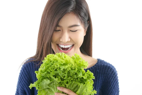 Mooi Aziatisch Meisje Hebben Een Heldere Gezonde Glimlach Met Biologische — Stockfoto