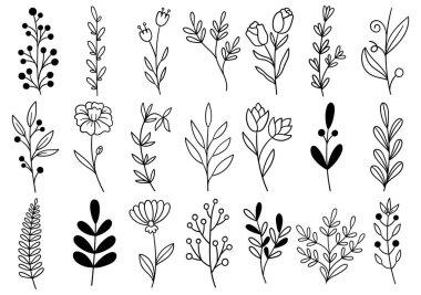 0278 el çizimi çiçekler karalama