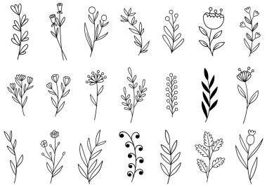 0288 el çizimi çiçekler karalama