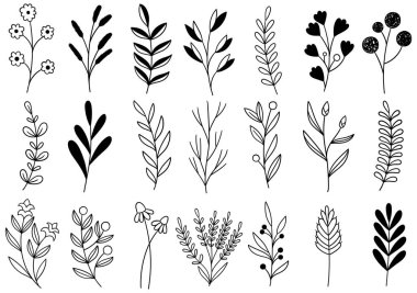 0298 el çizimi çiçekler karalama