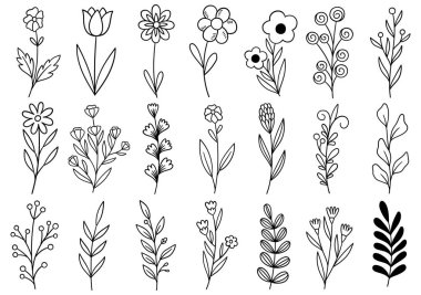 0318 el çizimi çiçekler karalama