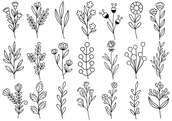 0328 Fleurs Dessinées Main Doodle — Image vectorielle