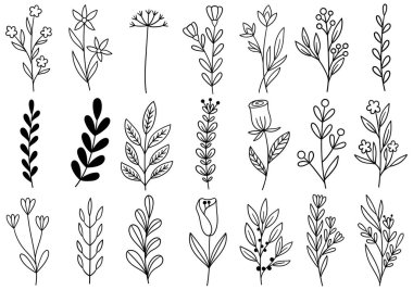 0338 el çizimi çiçekler karalama