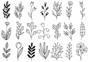 0343 el çizimi çiçekler karalama