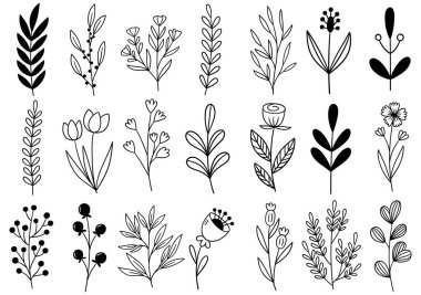 0343 el çizimi çiçekler karalama