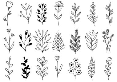 0383 el çizimi çiçekler karalama