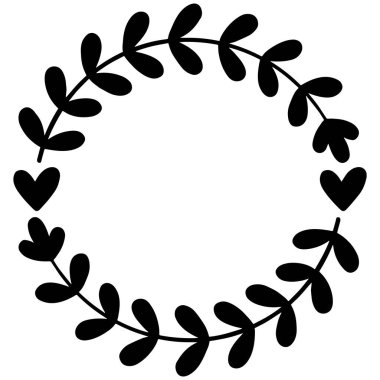 El çizimi çiçek çerçevesi Yaprak Çelengi logosu düğün çerçevesi davetiye şablonu 