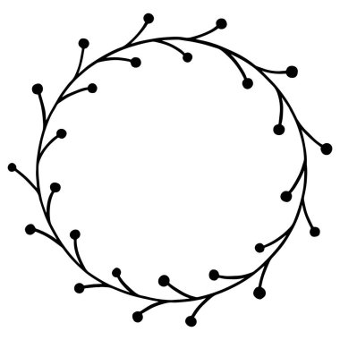 El çizimi çiçek çerçevesi Yaprak Çelengi logosu düğün çerçevesi davetiye şablonu 