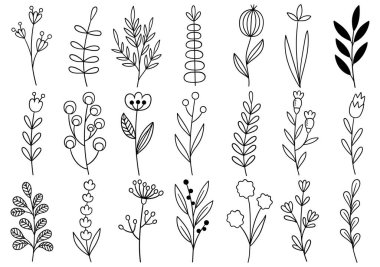 0384 el çizimi çiçekler karalama