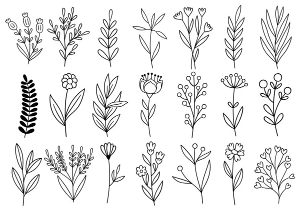 0384 Рука Намальовані Квіти Каракулі — стоковий вектор