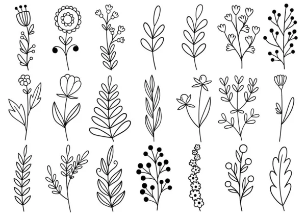 0384 Handgetekende Bloemen Doodle — Stockvector