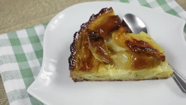 Rebanada Pastel Manzana Plato — Vídeos de Stock