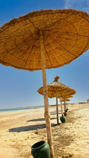 夏天在海滩上的阳伞 — 图库照片