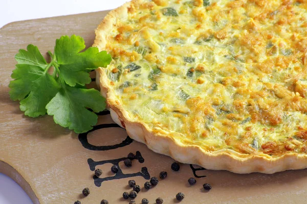 leek pie on a white background