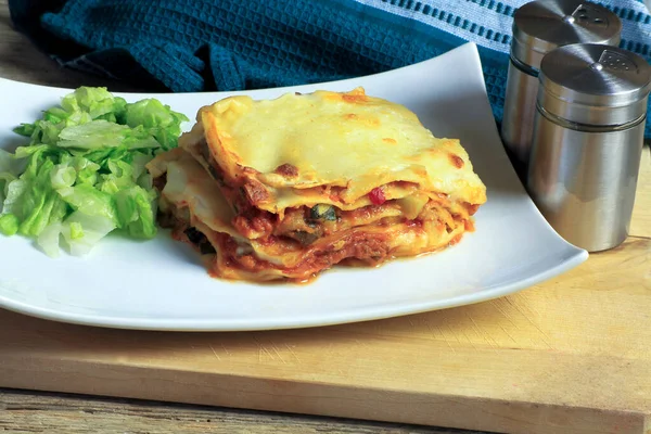 Beef Vegetable Lasagna Plate — Stock Photo, Image
